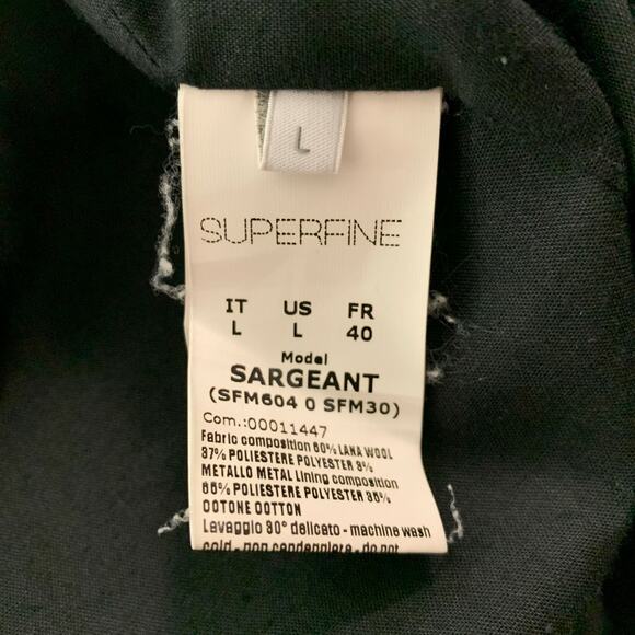 SUPERFINE Size L Black Shimmery Polyester Blend Single Button Sport Coat - Picture 5 of 6